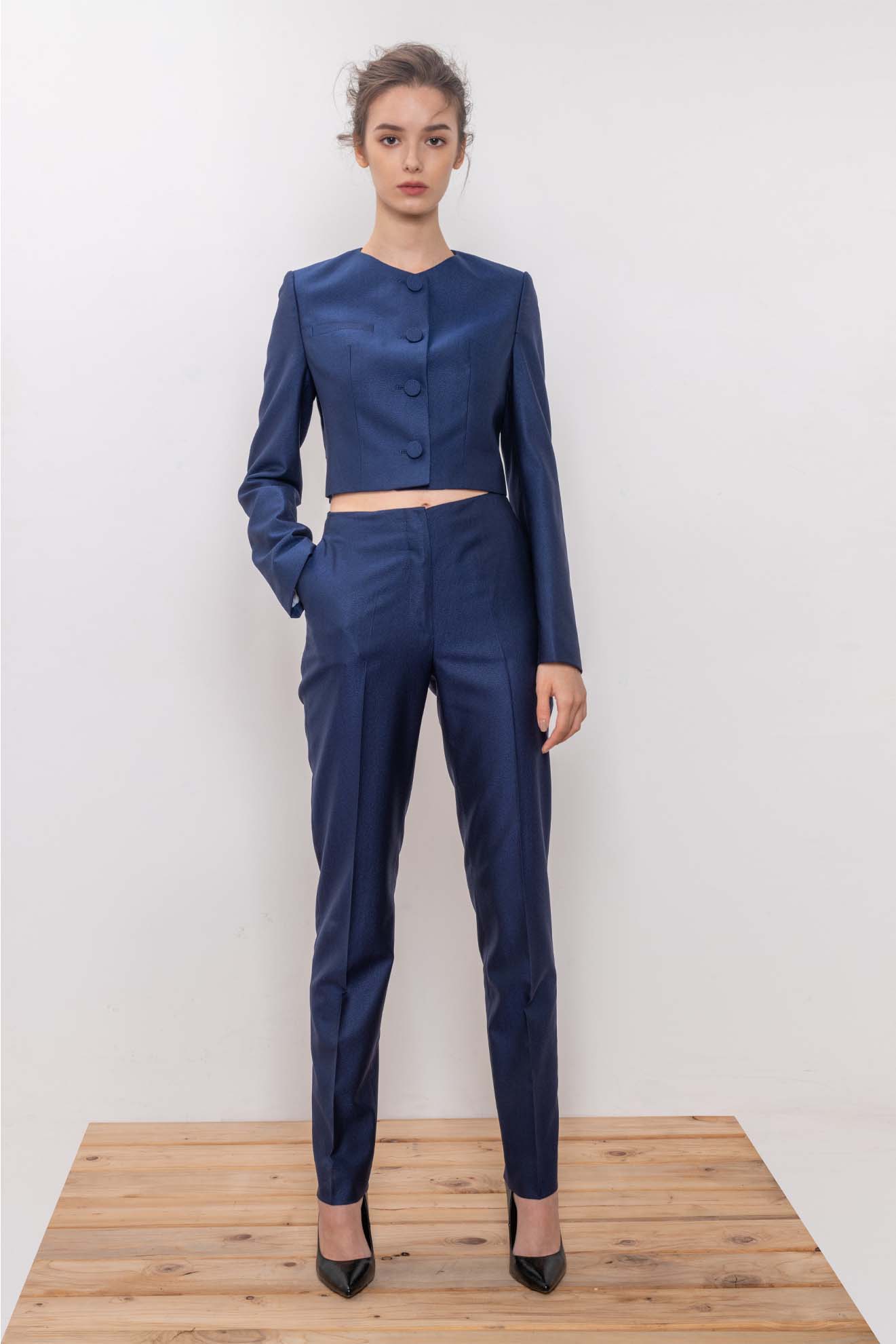 Women s Custom Pant Suit 100 Wool Silk Made to Measure Lady